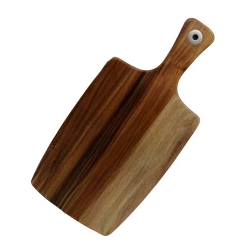 Nativos - Tabla Rustica De Picar Forma Rectangular Curva Con Mango 38 X 19