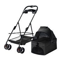 Coche Para Mascotas Perros Gatos 2 En 1 Lubabycas Negro