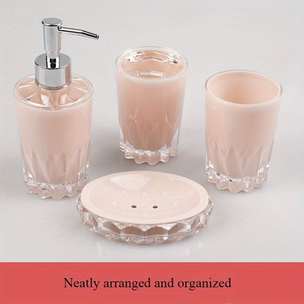 4pcs/set Bathroom Accessory Set, With Lotion Bottles, Toothbrush Holder, Toothbrush Cup, Soap Dish, Storage Box, Modern Bath Room Sets Gift Box