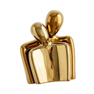 Magideal - Estatua Abstracta De Pareja Abrazándose, Figura De Cerámica, Colección De Arte De Recuerdo Única, Escultura De Escritorio Para Estante De Inauguración Oro