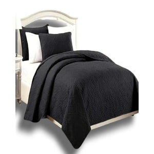Alonso - Cubrecama Quilt De Verano Elegante 2 Plazas 230X250 Cm Negro