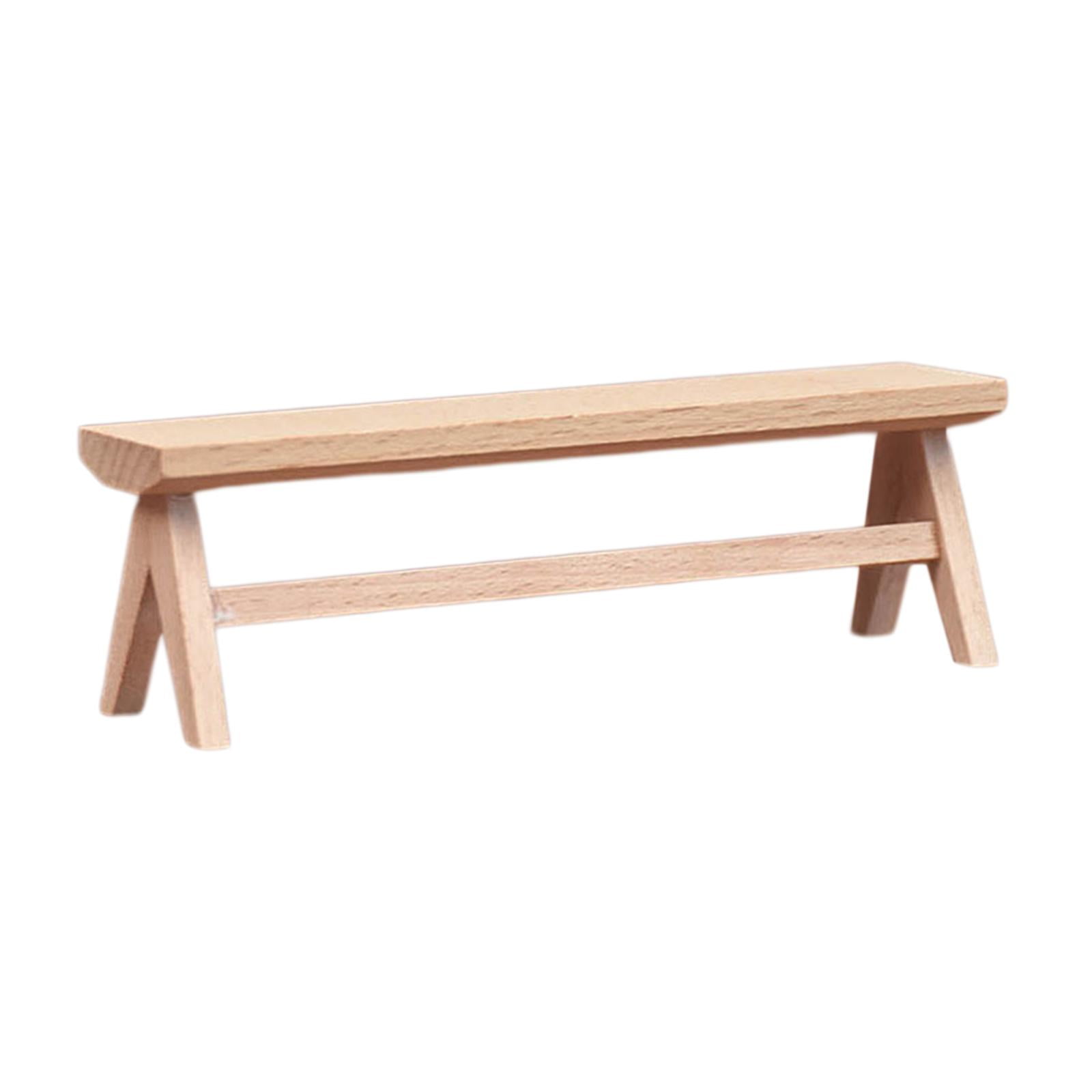 Magideal - Banco De Casa De Muñecas A Escala 1/12, Silla De Madera En Miniatura, Modelo De Muebles Pequeños Sin Pintar Muebles De Casa De Muñecas Para Escena En Banco Largo
