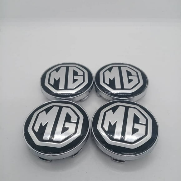 Set x4 Tapa centro de llanta MG negra con letra plata 56MM