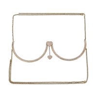 Ioensy - Soporte Para El Pecho Con Diamantes De Imitación Brillantes, Cadena Para Sujetador, Joyería Para El Cuerpo, Club Nocturno, Fiesta En La Playa, Dorado