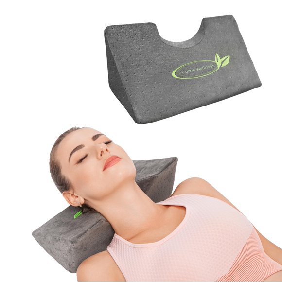 Almohada Lumia Wellness con tracción cervical en forma de cuña, almohada de apoyo para el cuello, alivia la articulación temporomandibular y el dolor de cuello, estira el cuello
