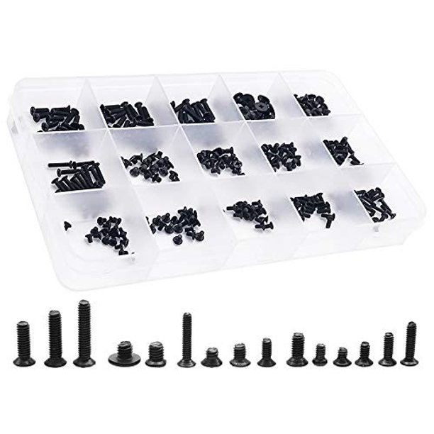 Kit de tornillos QTEATAK para portátil Lenovo Toshiba Gateway, Samsung HP IBM Dell Sony Acer Asus SSD, disco duro SATA, 300 unidades, color negro