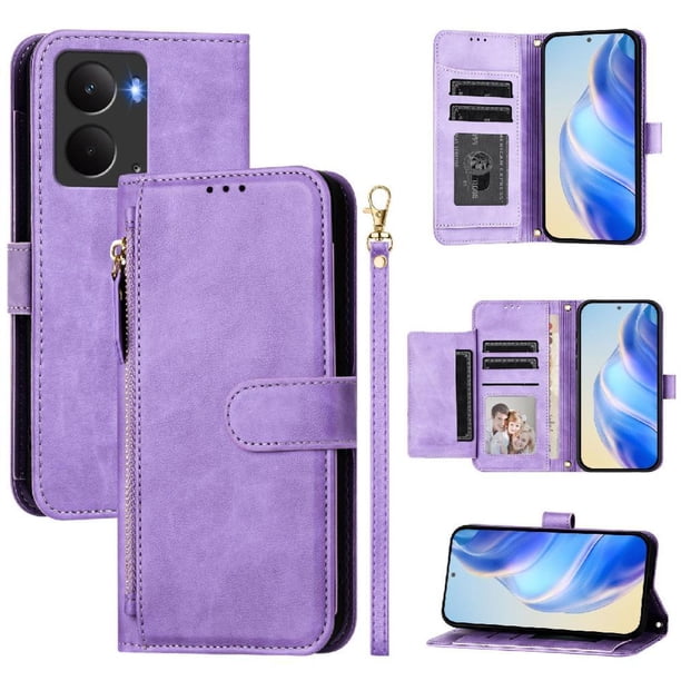 FOXDOCK Funda Tipo Cartera para Umidigi Note 100 Cuero PU con Cremallera y Correa de Muñeca, Ranuras para Tarjetas, Soporte Plegable, Cierre Magnético