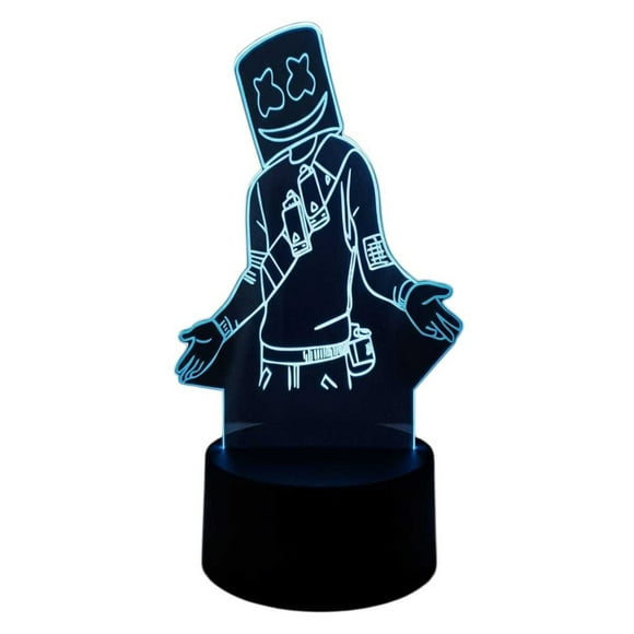 Lampara Ilusion 3D Marshmello Free Fire de 7 colores, Base touch