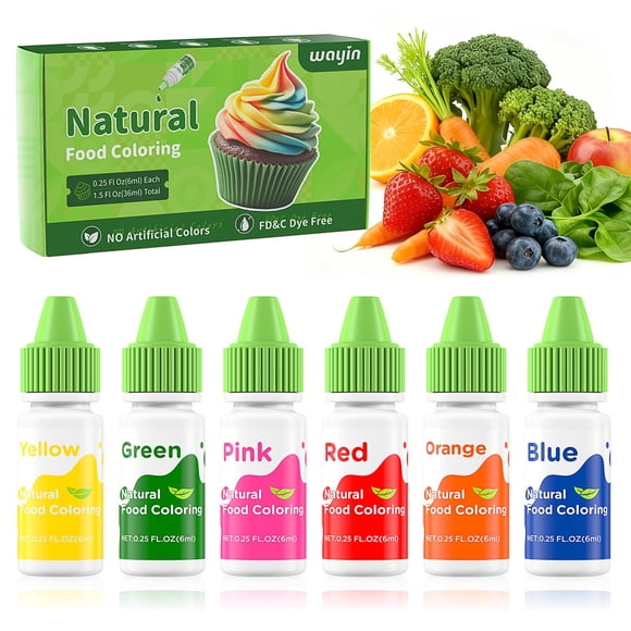 Set De Colorantes Alimentarios Líquidos Wayin 6 Colores 36 Ml Natural