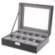 thumbnail image 2 of Organizador del almacenamiento de la caja de la vitrina del reloj de cuero de la PU de 10 rejillas para el regalo para hombre, 2 of 5