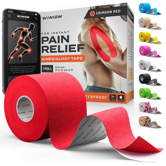 Cinta de Kinesiología WINIOM 5 m Impermeable Rojo Carmesí