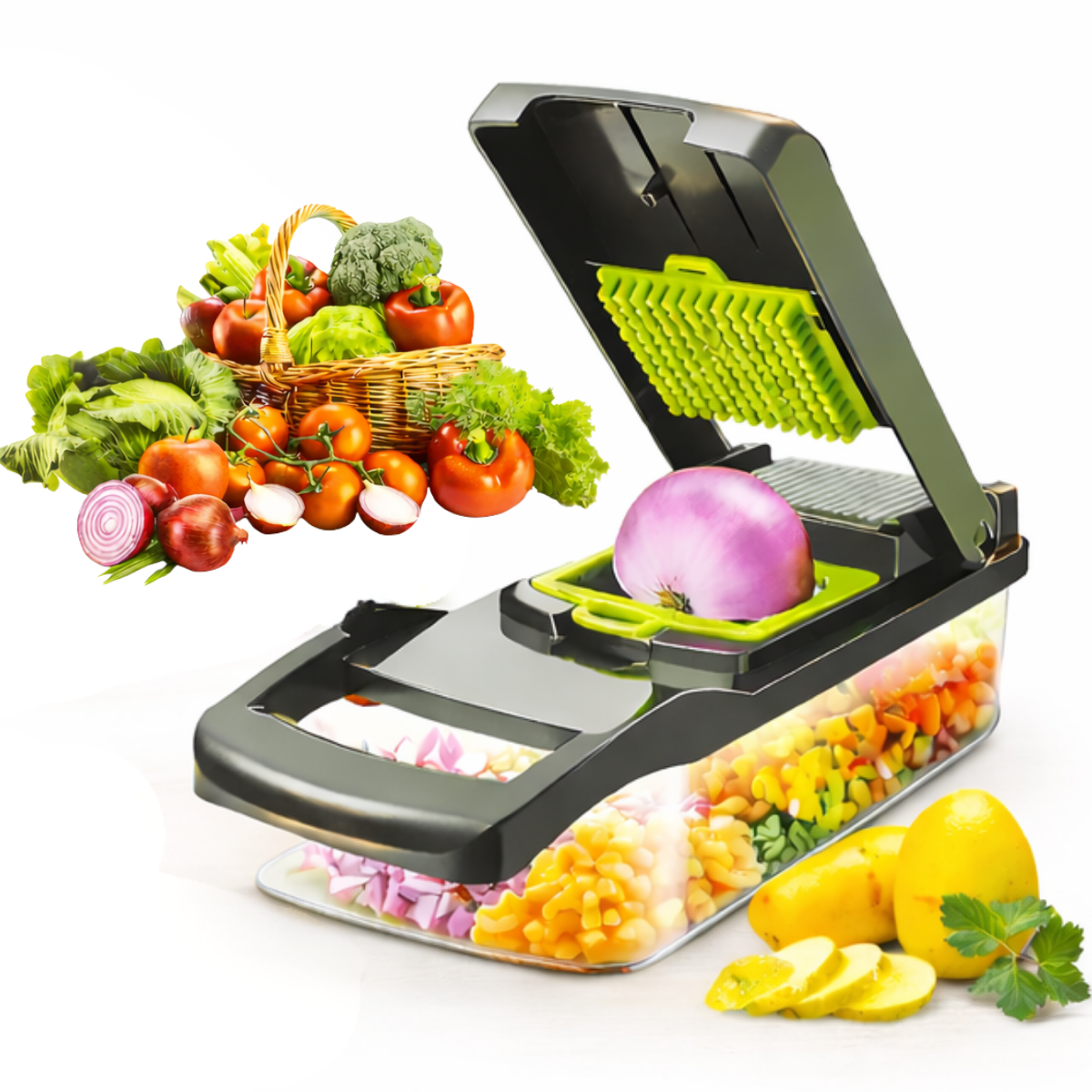 Genérica - Cortador Rallador De Verduras Multifunción 16 En 1