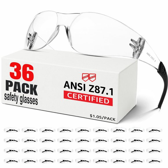 Gafas de seguridad Hoqiwild ANSI Z87.1 transparentes, paquete de 36