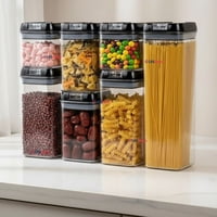 Line - Set Contenedores De Alimentos 7 Piezas Herméticos De Plástico Cocina Despensa Negro
