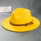thumbnail image 1 of Men's Retro Felt Woolen Top Hat, Leather Buckle Accessory, Jazz Hats, 1 of 3