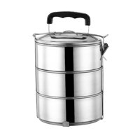 Bothyi - Tapa Hermética Del Recipiente Del Almuerzo De Bento Del Acero Inoxidable Para El Viaje Que Acampa Del Trabajador 3 Capas