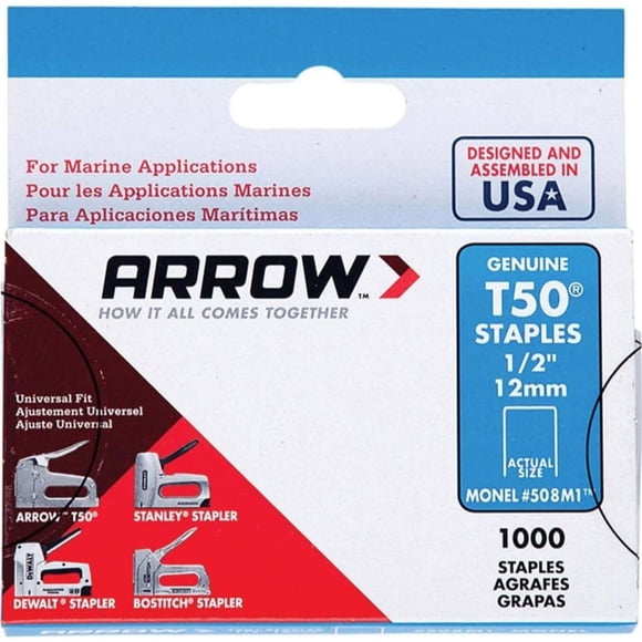 Staples Arrow Fastener 508M1 1/2 pulgadas T50 Monel a prueba de óxido