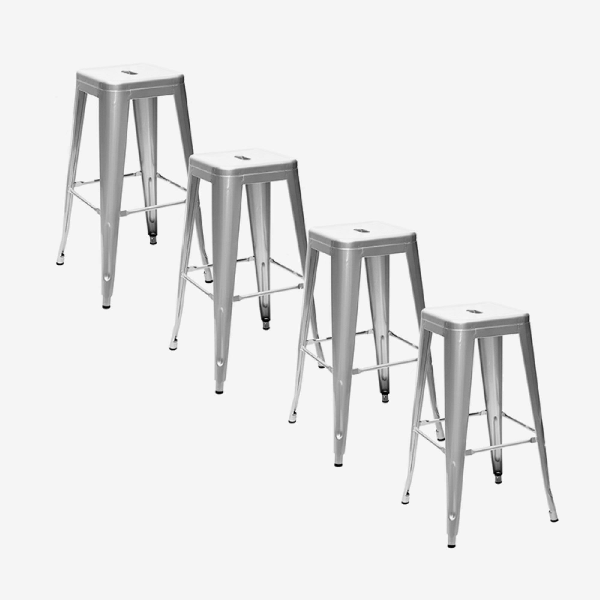 Decoexpress - Pack 4 Pisos Metálicos Tolix Plateado