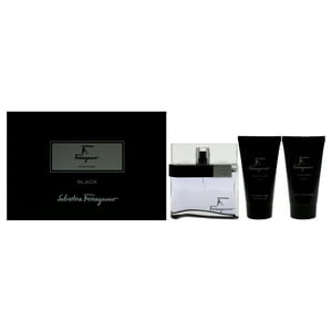 F Black De Salvatore Ferragamo Para Hombre - Set De Regalo Edt Spray, Champú Y Gel De Ducha, Bálsamo Para Después Del Afeitado