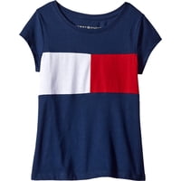 Camiseta Tommy Hilfiger Para Niñas, Manga Corta, Cuello Redondo, Bandera Azul