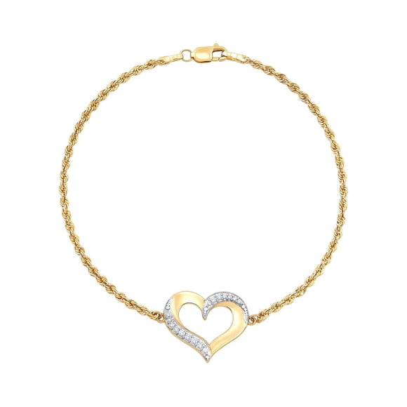 Pulsera Brilliance Oro 10K Corazón 7.5 in 2 mm CZ15