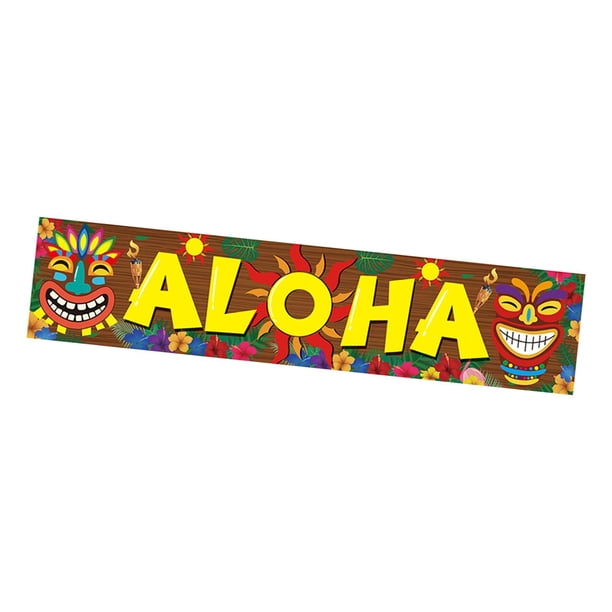 Decoración de fiesta Happy Luau, decoración para colgar en la pared de la puerta, letrero de bienvenida Aloha para ventana de puerta de pilar, fiesta Bandera
