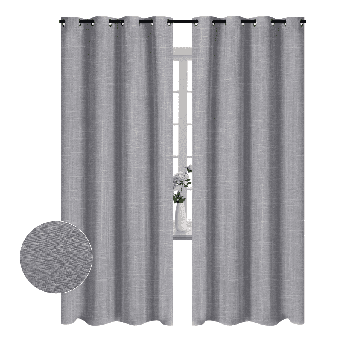 Clems - Pack 2 Cortina Jacquard Tradicional 140x225cm Gris Claro