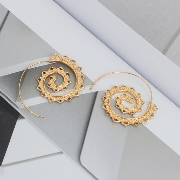 Vintage Heart-Shaped Spiral Earrings - Exaggerated Large Swirl Gear Earrings for Women & Girls