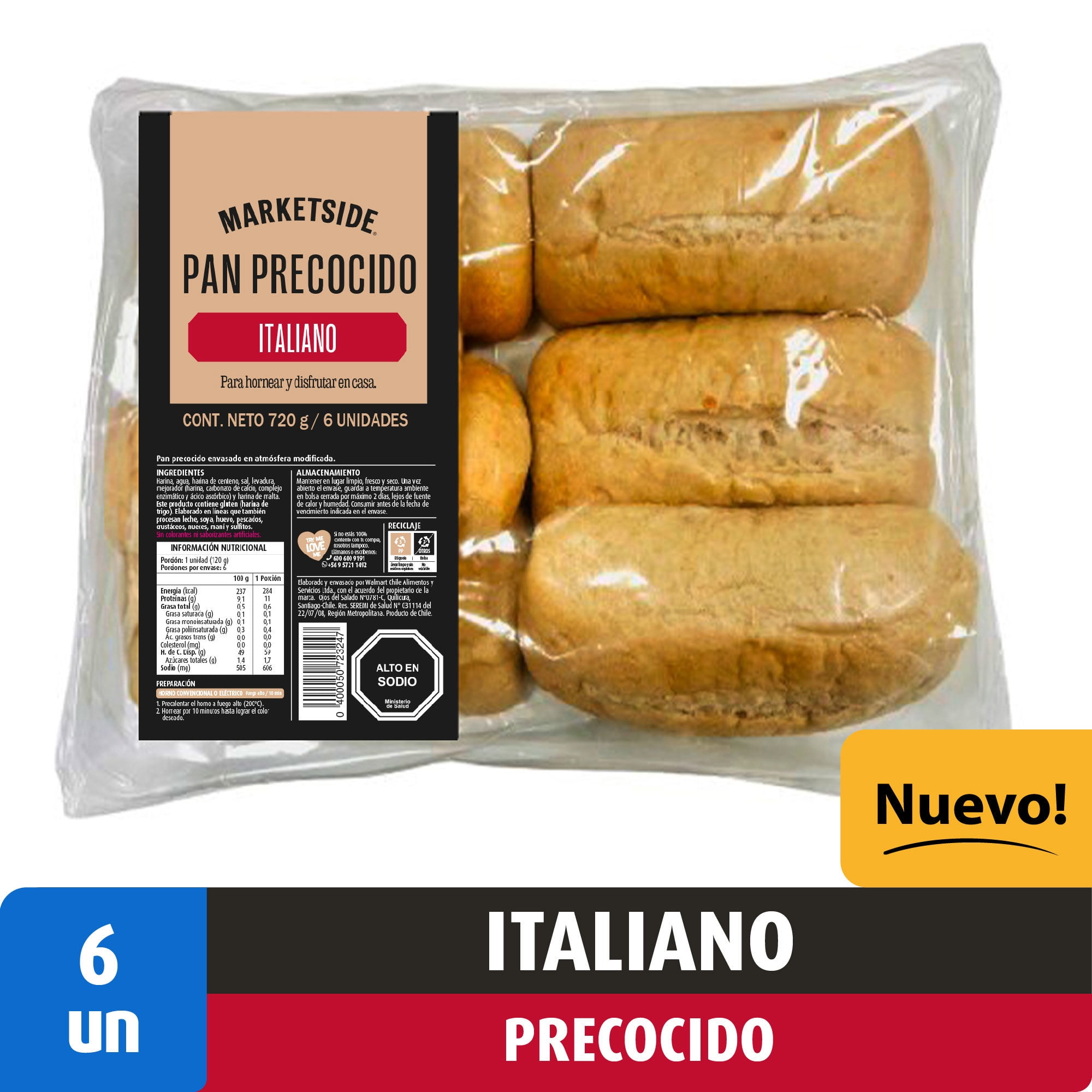 Pan Precocido Italiano 6 Un 720 g Marketside