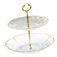 Magideal - Soporte Para Cupcakes, Platos Para Aperitivos De Frutas Con Asa, Soporte Para Tartas, Centro De Mesa, Decoración De Postres, Soporte Para Celebración, 2 Niveles Blanco