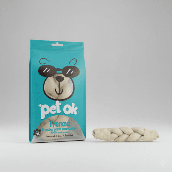 Snack Golosina Premio Huesito Blanco tipo Trenza para Perro Grande (L) - Pet OK  x 1 Unidad