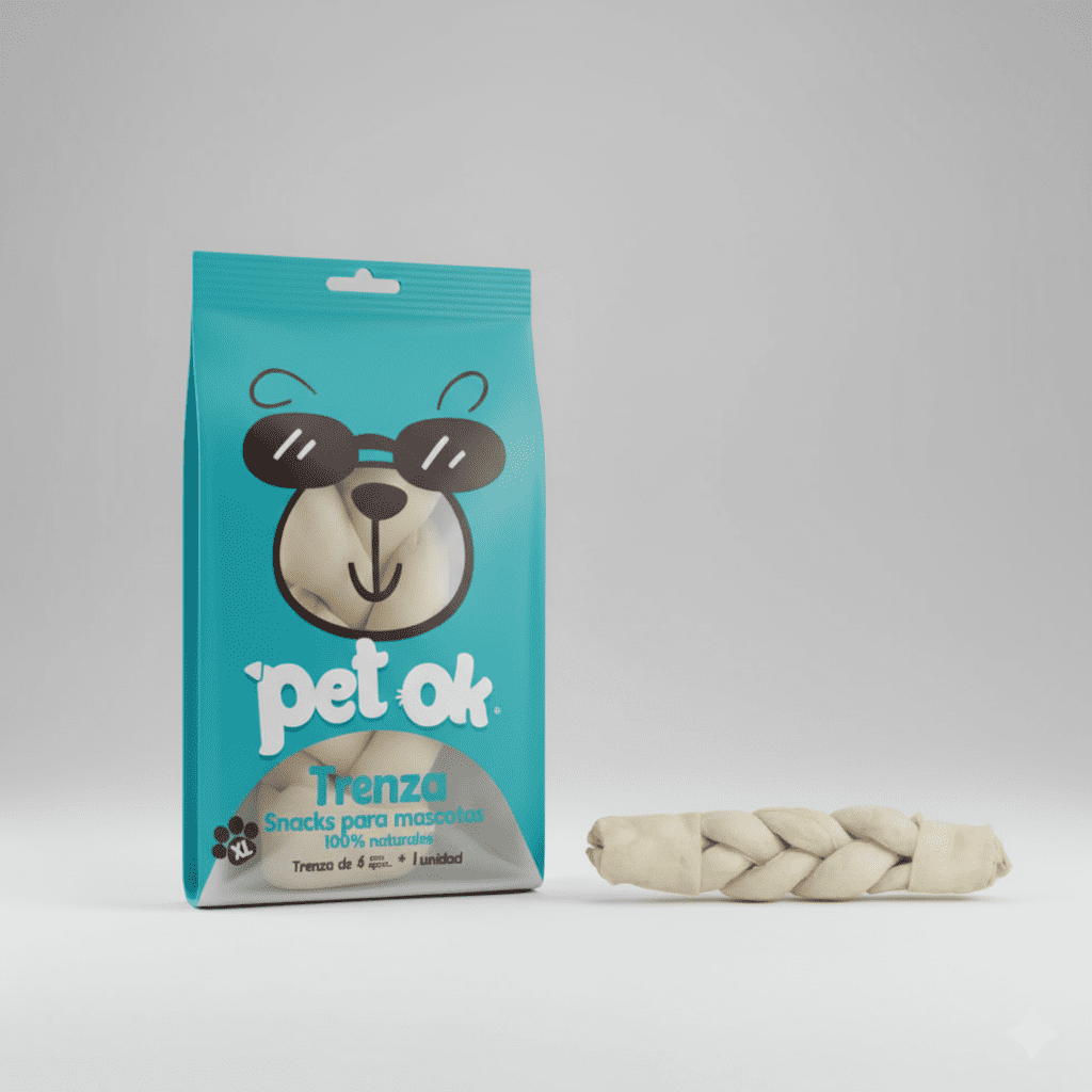 Snack Golosina Premio Huesito Blanco Tipo Trenza Para Perro Grande (l) - Pet Ok X 1 Unidad