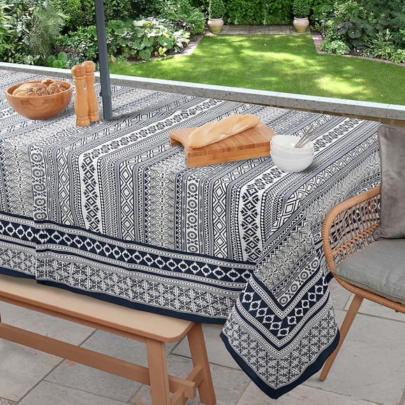 Mantel para exterior Virtumob 150 × 210 cm Boho con cremallera y abertura para sombrilla