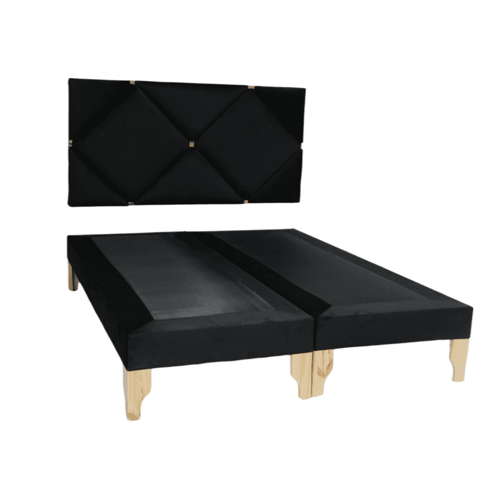 Muebles New - Base Cama Deluxe King Negro Felpa