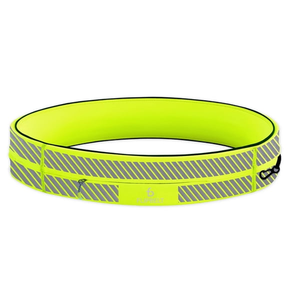 Cinturón reflectante FlipBelt para correr, amarillo neón, tamaño mediano