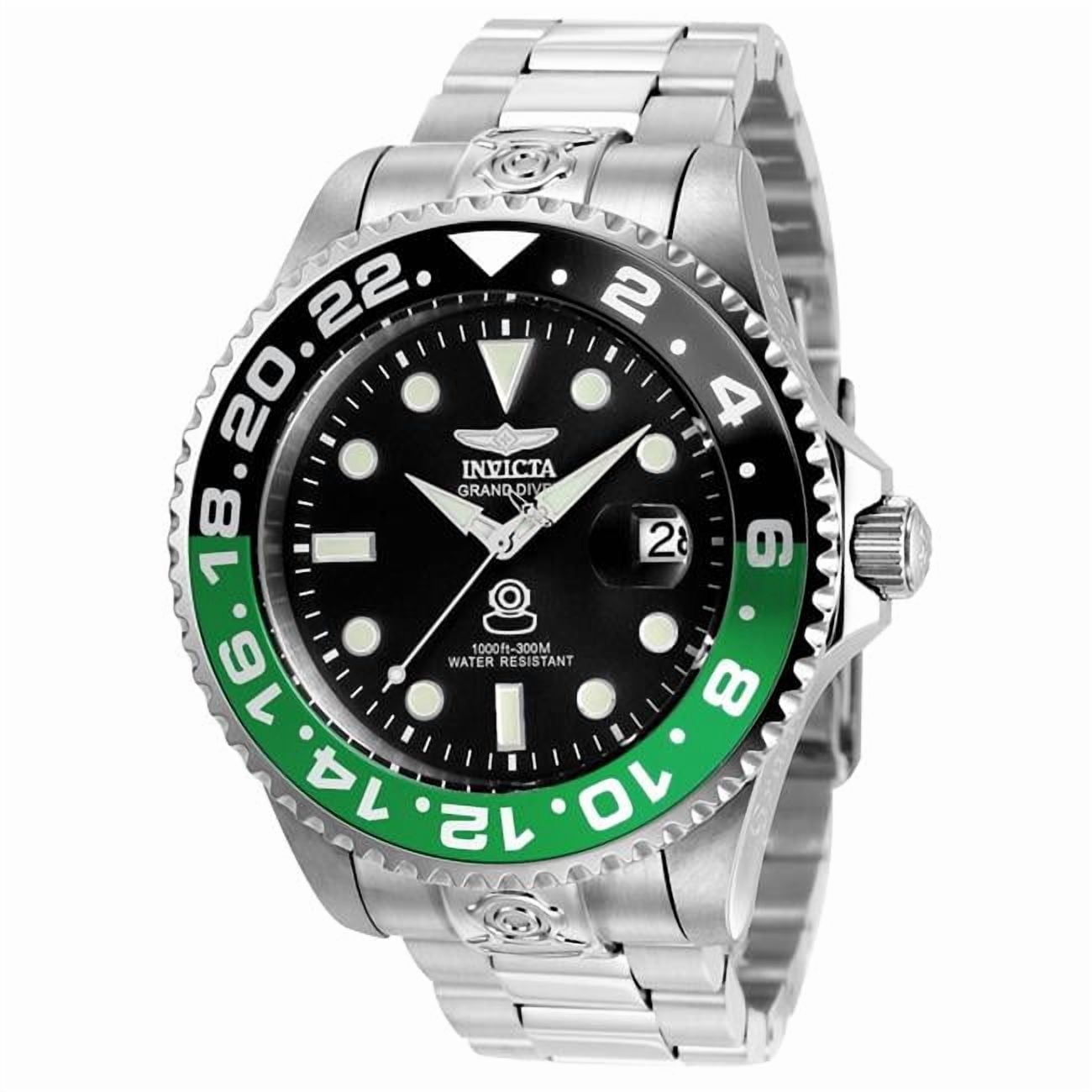 Reloj Automático Invicta Grand Diver Bisel Negro Y Verde Pulsera De Acero Hombre
