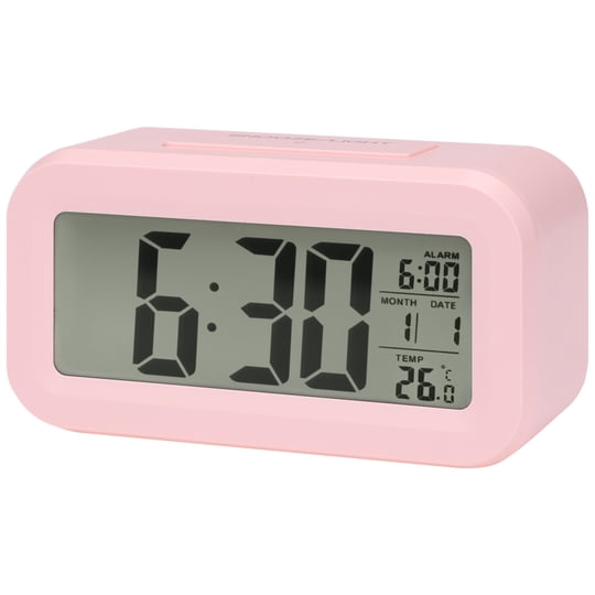 Regalwoven Pequeño Reloj Despertador Digital Para Dormitorio, Relojes Despertadores Con Pantalla De Números Grandes, Temperatura, Repetición, 12/24h Para Dormilones Profundos Rosa