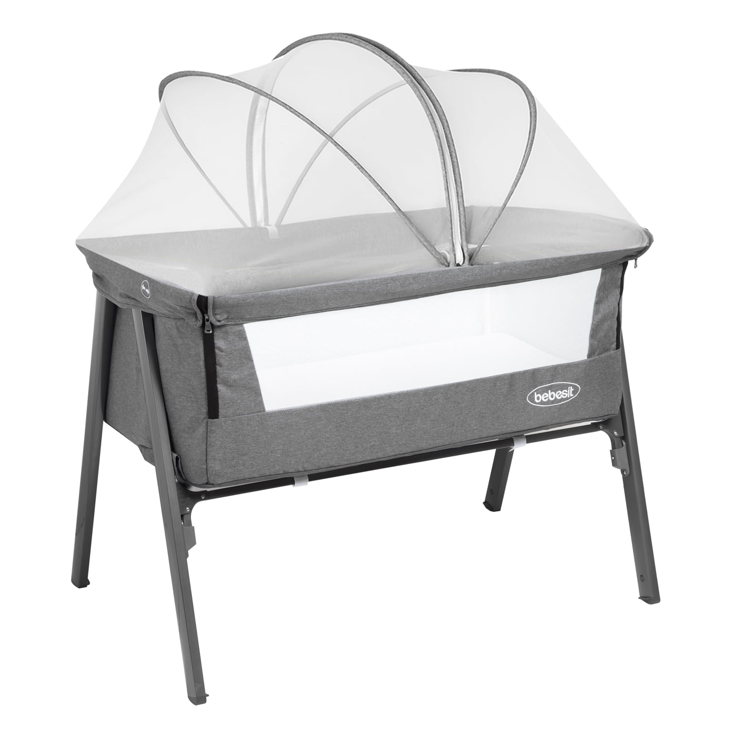 Bebesit - Cuna Colecho Easy Lx Con Mosquitero Gris