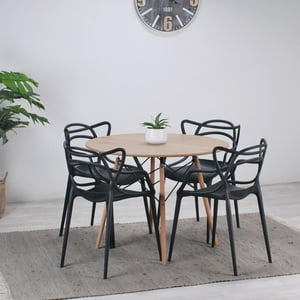 Pandalino - Comedor Mesa Redonda Shanna 100Cm + 4 Sillas Masters Negro Cafe