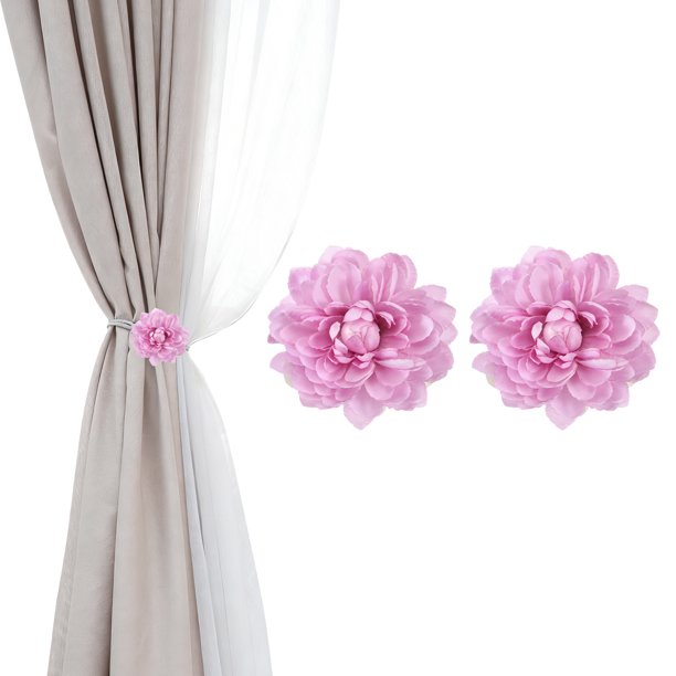 Uxcell Sujetadores de Cortina de Flor de Loto, 2 Piezas de Clips de Cortina Florales Artificiales, Hebillas Modernas para Sujetar Cortinas, Clips Decorativos para Ventanas, Blanco