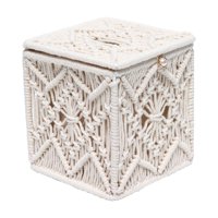 Magideal - Caja De Pañuelos Cuadrada Cubierta Decorativa De Escritorio, Dispensador De Servilletas Faciales, Soporte De Pañuelos De Macramé Para Tocador De ,