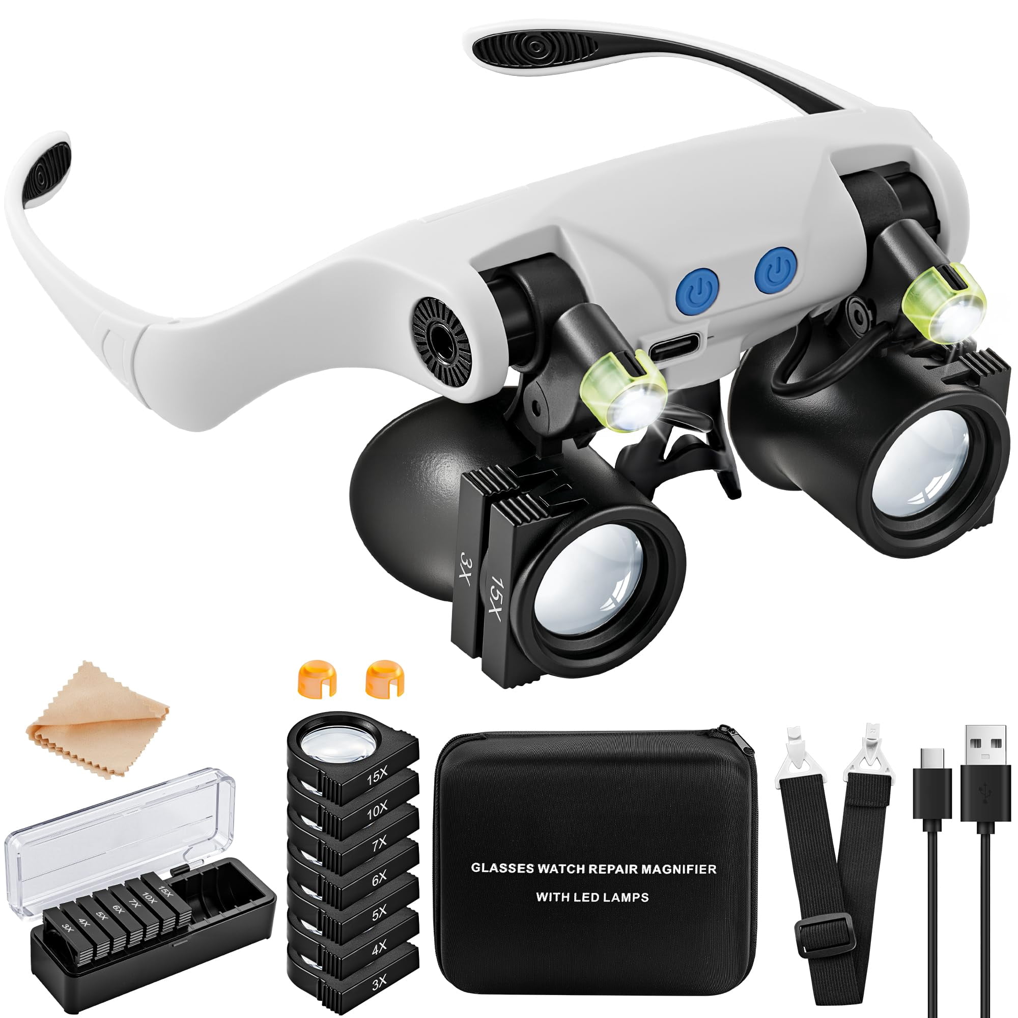 Lupas Jarlink Con Luz Led 14 Lentes 3x-15x