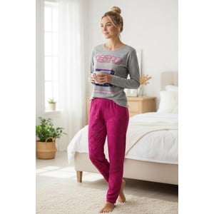 Tiare - Pijama Mujer Algodón Retro Music Gris M