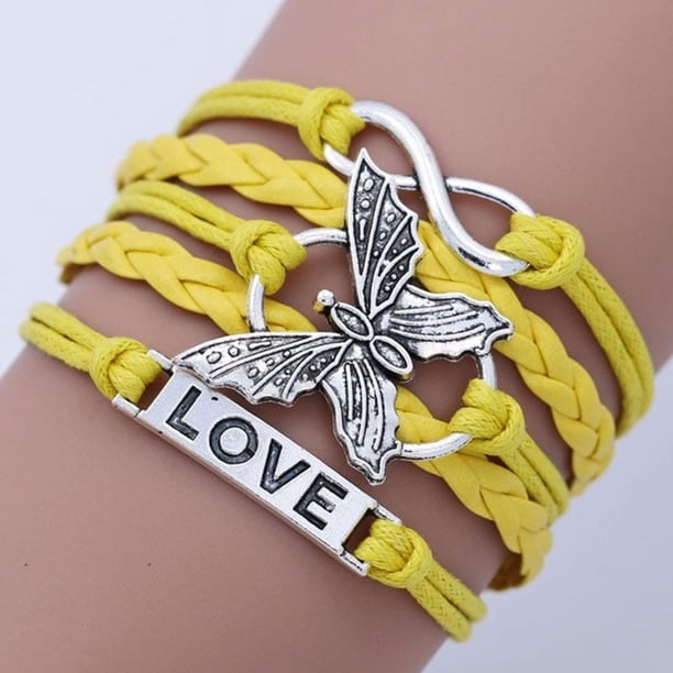 Handmade Leather Bracelet with Love and Butterfly Design - Perfect Gift for Men and Women