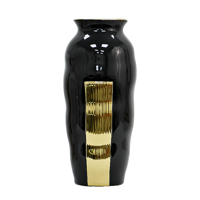 Muebles Santa Ana - Florero Cerámica Negro Dorado Xl