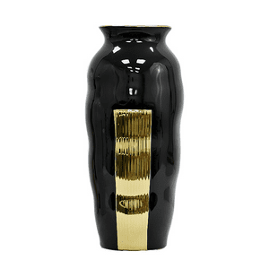Muebles Santa Ana - Florero Cerámica Negro Dorado Xl