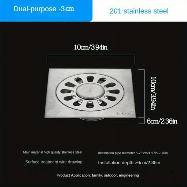1pc Stainless Steel Floor Drain, Deodorant Bathroom Shower Hair Catcher, Practical Shower Drain Hair Catcher For Kitchen Bathroom