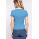 thumbnail image 2 of Top Corto de Punto Acanalado Jaspeado con Cuello Redondo Azul M, 2 of 5