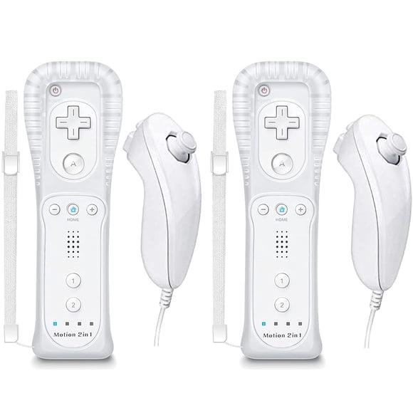 Pack de 2 controles Burcica para Wii Remote y Nunchuck, blanco