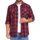 thumbnail image 1 of INSPIRE CHIC Camisas de Hombre de Manga Larga Ajustadas con Botones y Bolsillo a Cuadros de Colores Contrastantes M Rojo Azul, 1 of 7